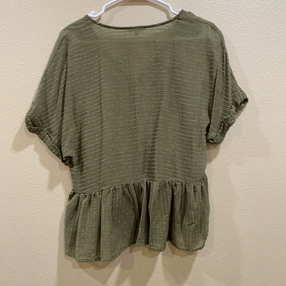 Blu Pepper Button-Down Ruffle Blouse - Picture 4 of 4